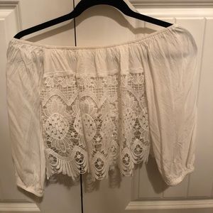 Off The Shoulder White Crop Top